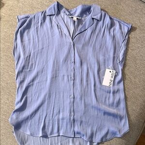Nine West Women's Sky Blue Button-Down Blouse